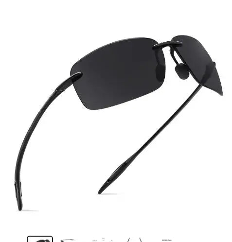 The Matrix Polarized Classic Sports Rimless Sunglasses Men Orange Male Driving Rectangle Ultralight Frame Sun Glasses UV400