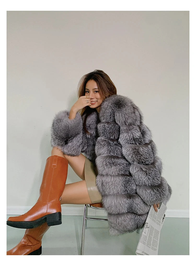 Fangtai 2023 Natural Real Fox Fur Coat Fur Coat Women Warm Luxury Free Shipping Fashion Female Vest Women's Winter Cold Jacket