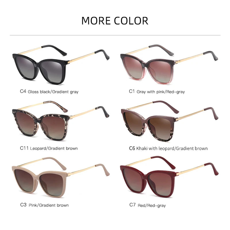 KANDREA Cat eye Large Frame Women Outdoor Magnetic Dual-Purpose Polarized Clip-on Sunglasses Anti-Blue Light Frame Glasses 95655