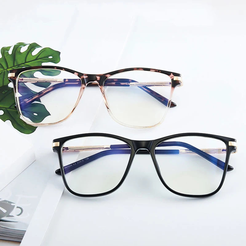 Glasses For Female Full Rim TR90 Frame Eyewears Retro Brand Anti-Blue Light Lenses Myopia Spectacles