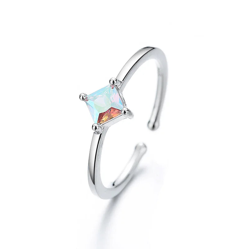 925 Sterling Silver Star Crytal Ring for Women Girl Personality Simple Adjustable Exquisite Jewelry Dropshippipng Gift