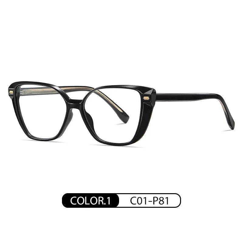 Women Fashion Cat Eye Shape Optical Glasses Frame with Recipe Prescription Female Eyewear Stylish Full Rim TR-BC908