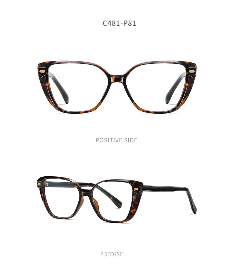 Women Fashion Cat Eye Shape Optical Glasses Frame with Recipe Prescription Female Eyewear Stylish Full Rim TR-BC908