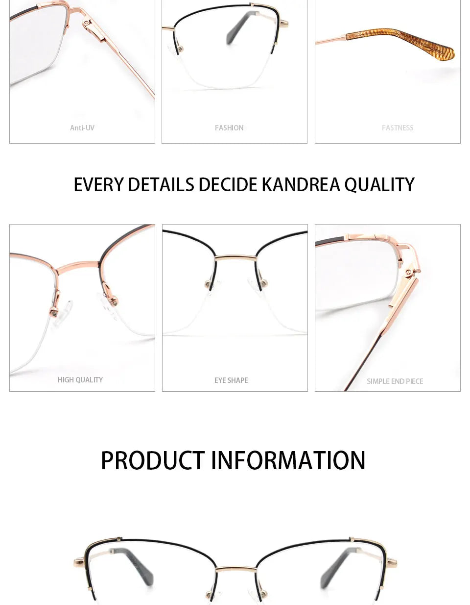 KANDREA Metal Glasses Frame Women Fashion Retro Square Myopia Optical Prescription Eyeglasses Female Spectacle Eyewear TL6322
