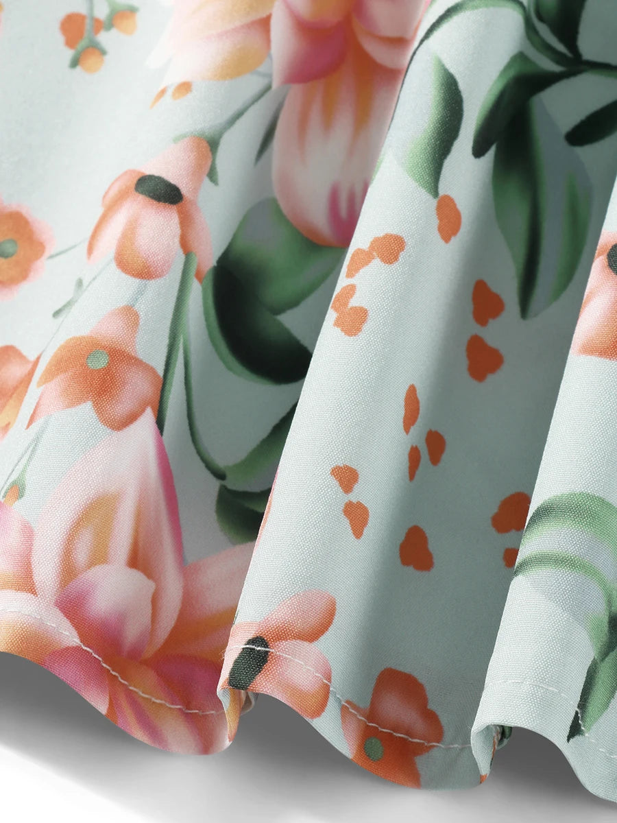 hirigin Floral Print Spaghetti Strap Pleated Midi Dress For Women Summer New Sleeveless Backless A-line Sexy Printed Long Dress