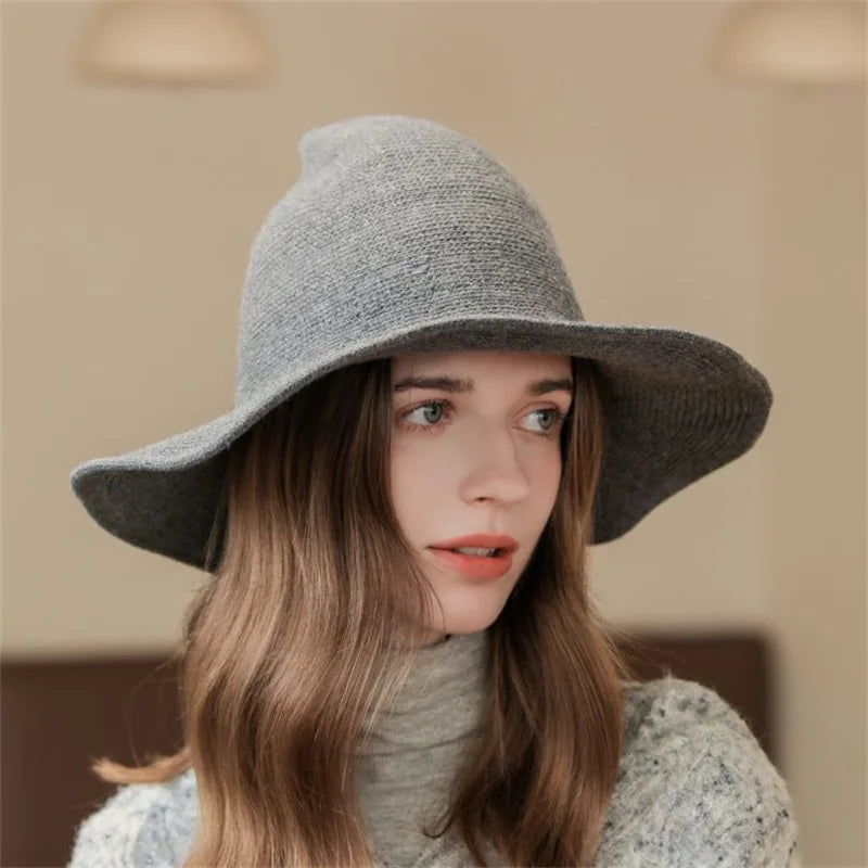 Modern Halloween Costumes Accessories Wool Hat Women Witch Hat Pointed Caps Winter Wool Party Club Witches Hats