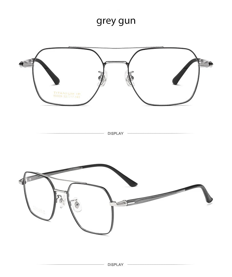 Full Rim Metal Frame Glasses for Men and Women, Titanium Legs, Retro Style, Polygon Myopia Eyewear, New Arrival