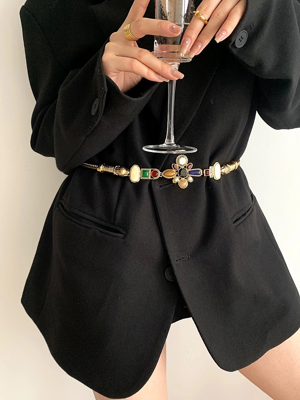 Women Dresses Metal Belt Fashion Sparkly Rhinestone Waistband Travel Party Decoration Waist Chain Bands Clothing Skirt  Accessor