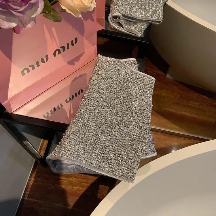 Shorts for Women Sexy High Waist Silver Sequins Short Mujer Y2k Straight Wide Leg Casual Cargo Pantalones Cortos De