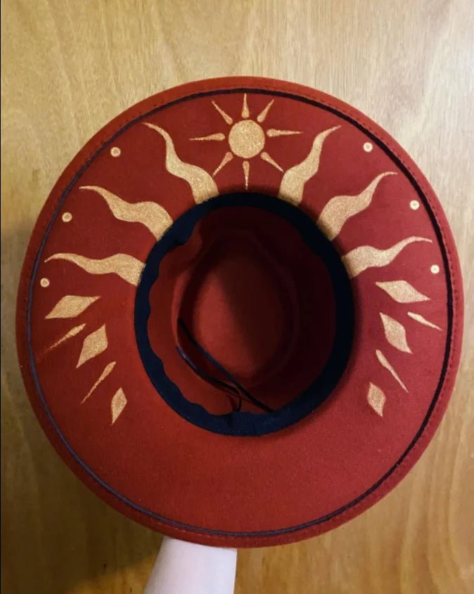 Hand-painted Fedora Hat Men's and Women's Hat Panama Spring Autumn Ribbon Suede Fedora Hat Wide Brim Jazz Cap 2023