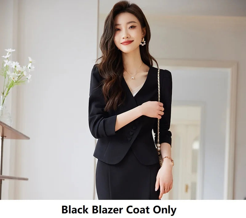 Formal Women Business Suits with Blazer Coat and Fishtail Skirt Professional Ladies Office Work Wear Uniform Clothing Sets