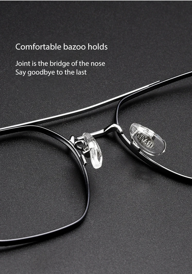 Full Rim Metal Frame Glasses for Men and Women, Titanium Legs, Retro Style, Polygon Myopia Eyewear, New Arrival