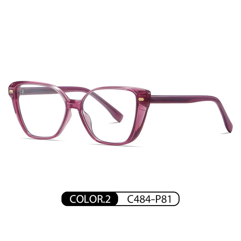 Women Fashion Cat Eye Shape Optical Glasses Frame with Recipe Prescription Female Eyewear Stylish Full Rim TR-BC908