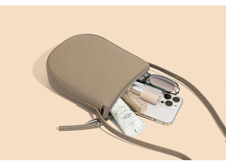 Genuine Leather Real Cowhide Women's Versatile Fashion Phone Bag Women Messenger Bag Small Shoulder Bag Crossbody Bags for Women