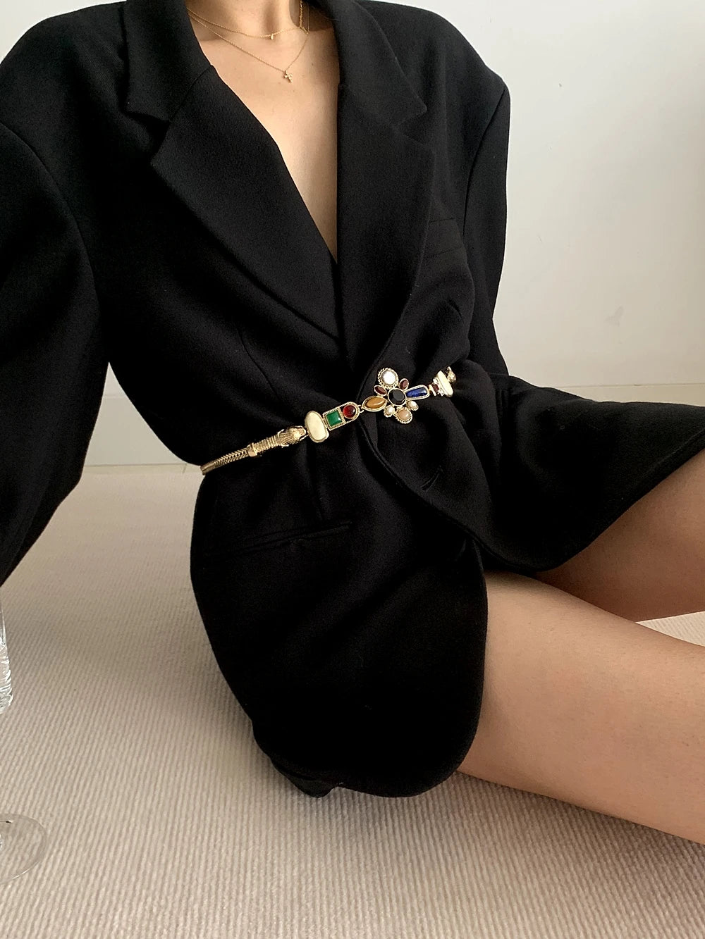 Women Dresses Metal Belt Fashion Sparkly Rhinestone Waistband Travel Party Decoration Waist Chain Bands Clothing Skirt  Accessor