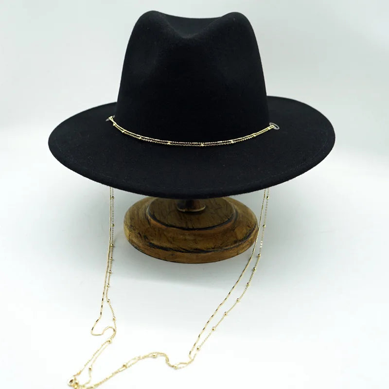 Autumn and Winter 100% Wool Hat Bell Hat Women's French Elegant Retro Hepburn Round Top Big brim Hat