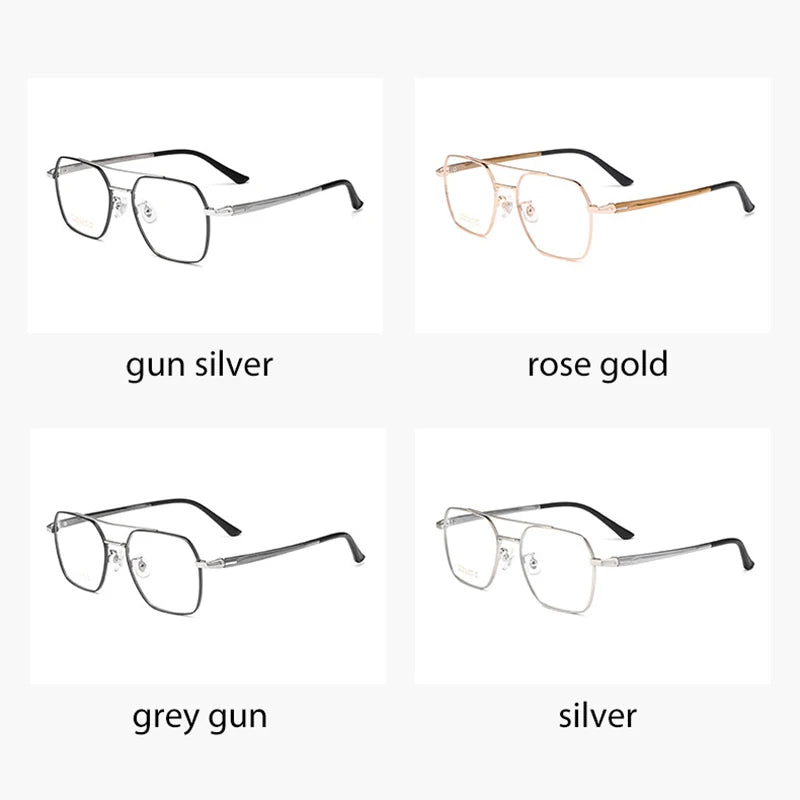 Full Rim Metal Frame Glasses for Men and Women, Titanium Legs, Retro Style, Polygon Myopia Eyewear, New Arrival