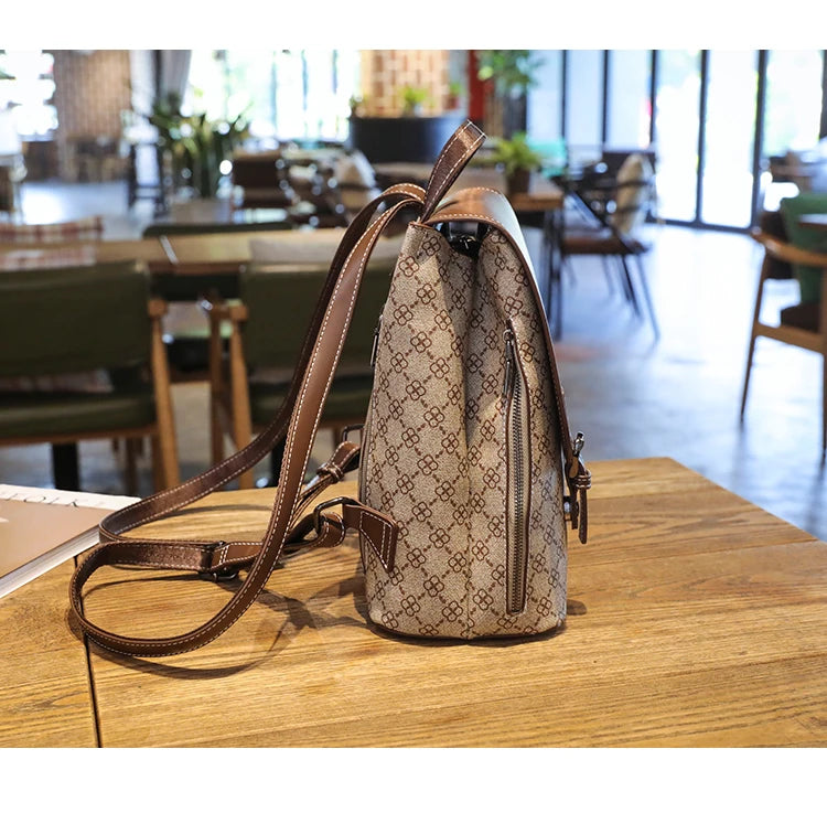 Backpack For Women 2023 New Business Work Shopping Casual Designer Elegant High Capacity Preppy Pu Leather  Waterproof Back Bag