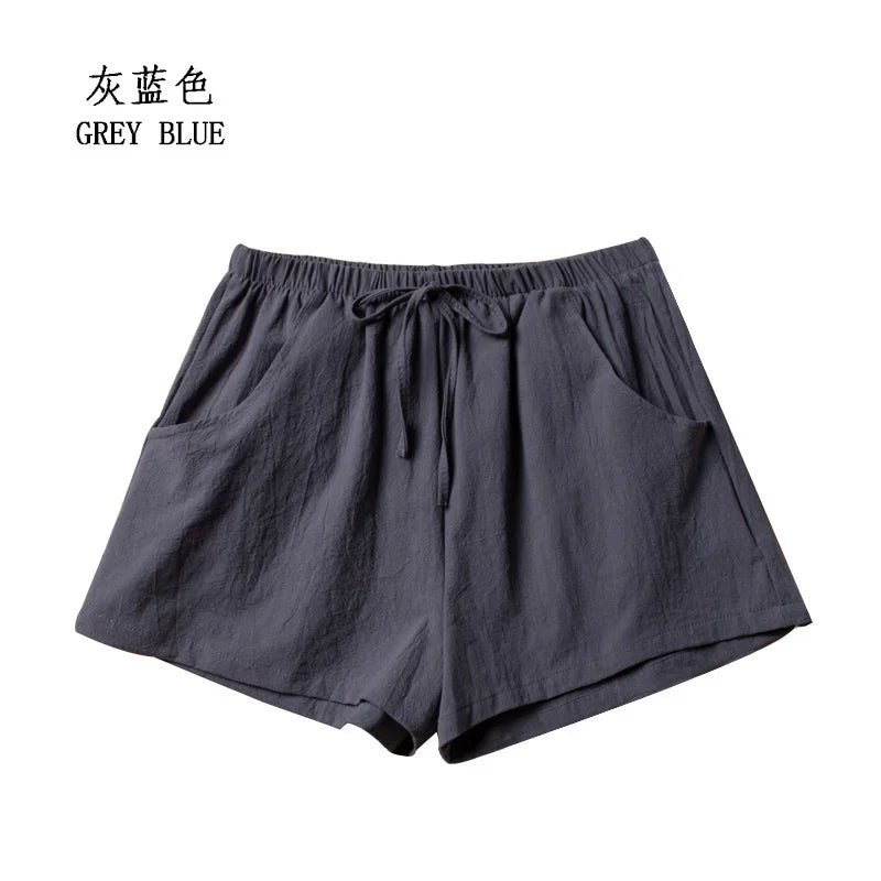 Cotton Linen Shorts Women Fashion Workout Shorts High Waiste Short Pants Ladies Black Shorts Casual Women Shorts Sport Femme