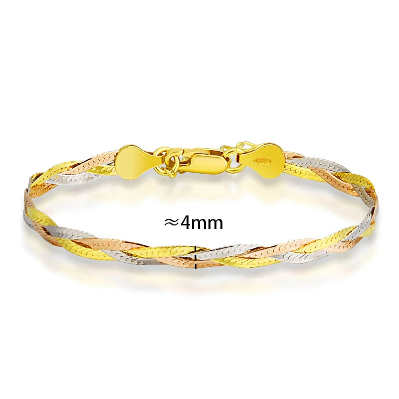 MIQIAO Genuine 925 Sterling Silver Italian Bracelets Jewelry For Women Three Color Threads Woven Gift Party Hand Bracelets