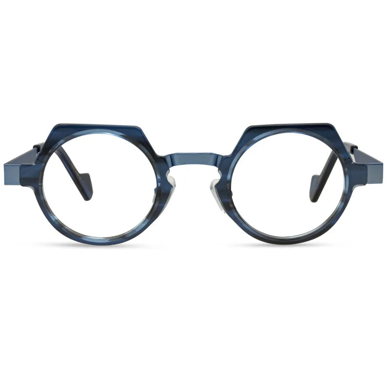 Retro polygonal eyewear frame, ultra light pure titanium eyewear frame, plain colored glasses for male and female students