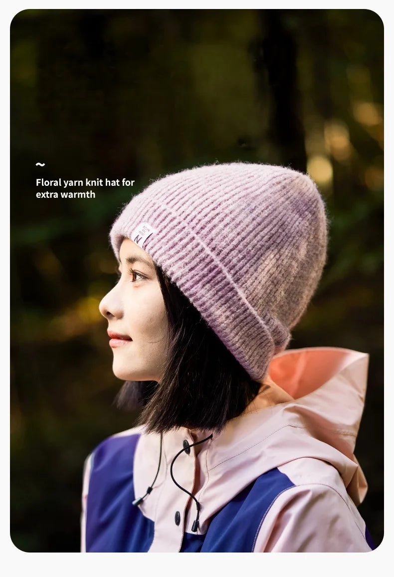 Naturehike Unisex Flanging Flower Yarn knitted Hat Man Winter Warm Hats Difficult Pilling Windproof Woman's Outdoor Cap Hikking