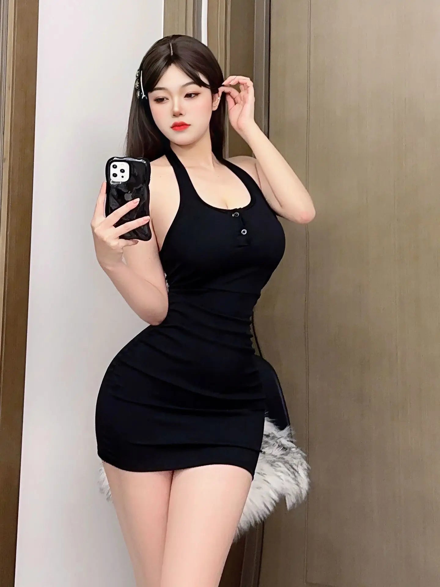 Sexy WOMENGAGA New Halter Neck Strap Summer Beach Mini Dress Elegant Streetwear Tops Frocks Korean Style Cute Girl Sweet 295C