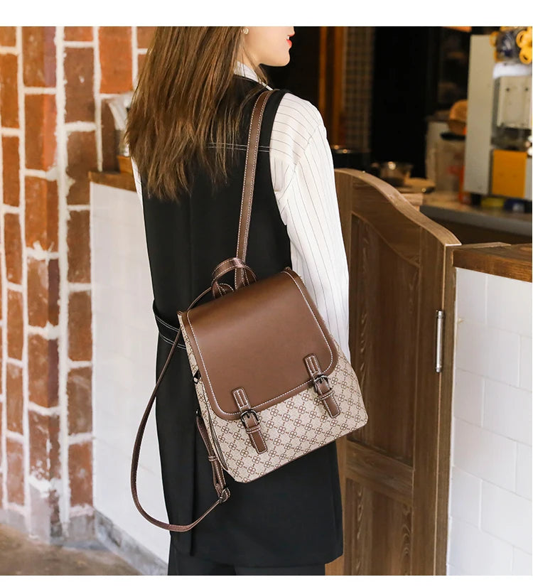 Backpack For Women 2023 New Business Work Shopping Casual Designer Elegant High Capacity Preppy Pu Leather  Waterproof Back Bag