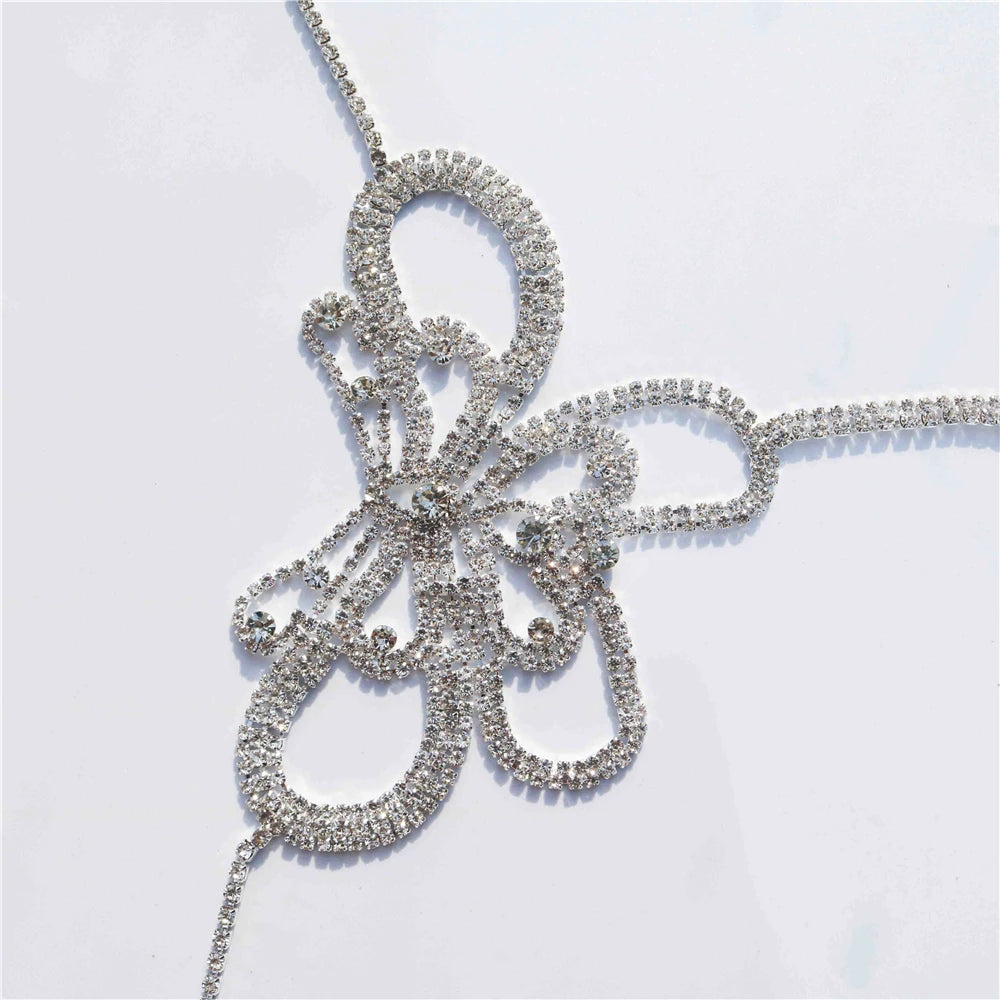 Fashion Butterfly Bra Bikini Top Lingerie for Women Sexy Rhinestone Luxury Crystal Body Chain Harness Necklace Jewelry Party