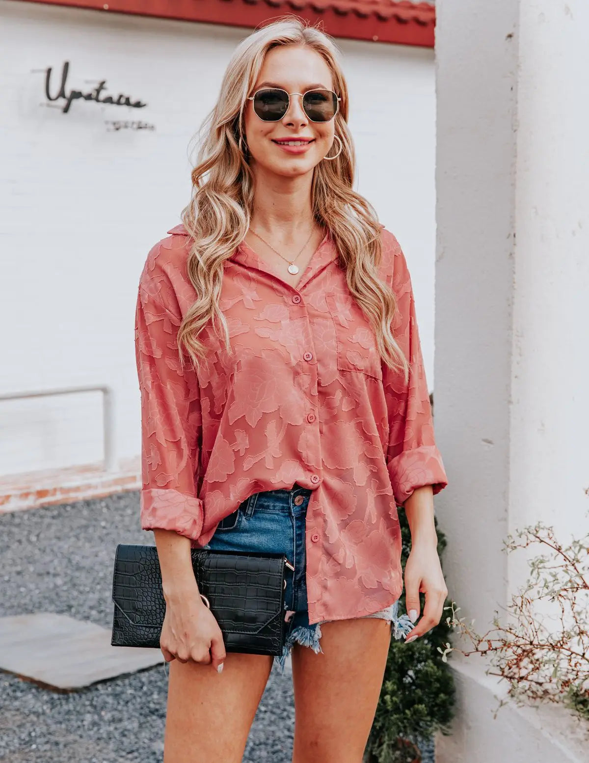 Elegant Long Sleeve Lapel Lace Blouse Office Lady Spring Summer Hollow Out Jacquard Loose Shirt Oversized Tops Luxury Chic Tunic