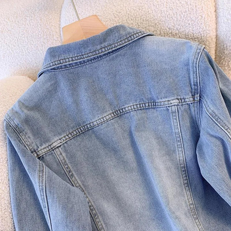 New In Denim Jacket For Women Spring Autumn Korean Fashion Vintage Jean Coats 2025 Female Casual Outerwears
