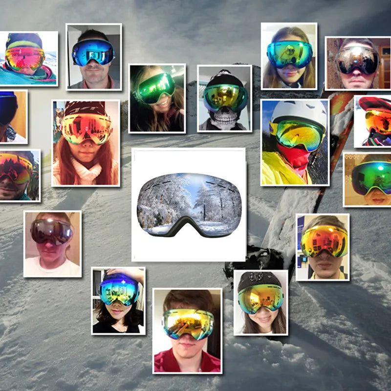 Outdoor new double layer anti-fog ski goggles snow skis glasses snowmobile glasses outdoor sports skiing