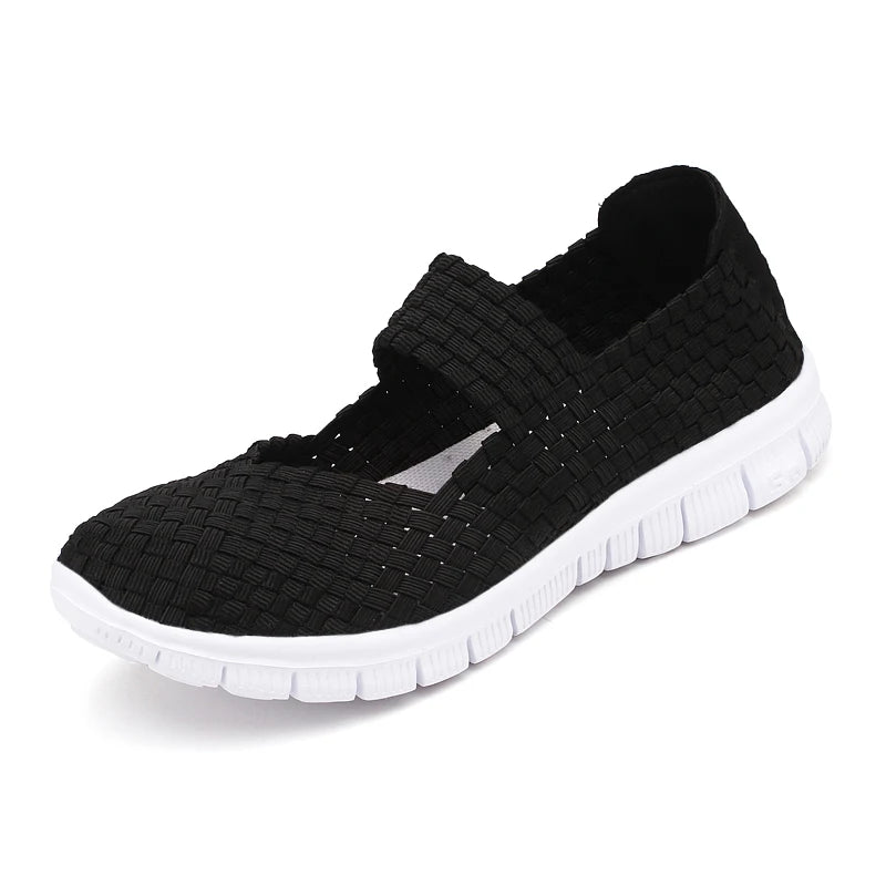 Women Running Sneakers Shoes Summer Breathable Walking Woven Shoe Anti-slip Handmade Weave Lightweight Female Flats Casual Shoe