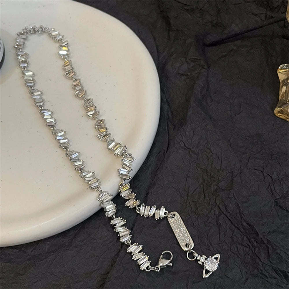 Vintage Temperament personality Minimalism Style Zircon Necklace for women's  Jewelry  accessories