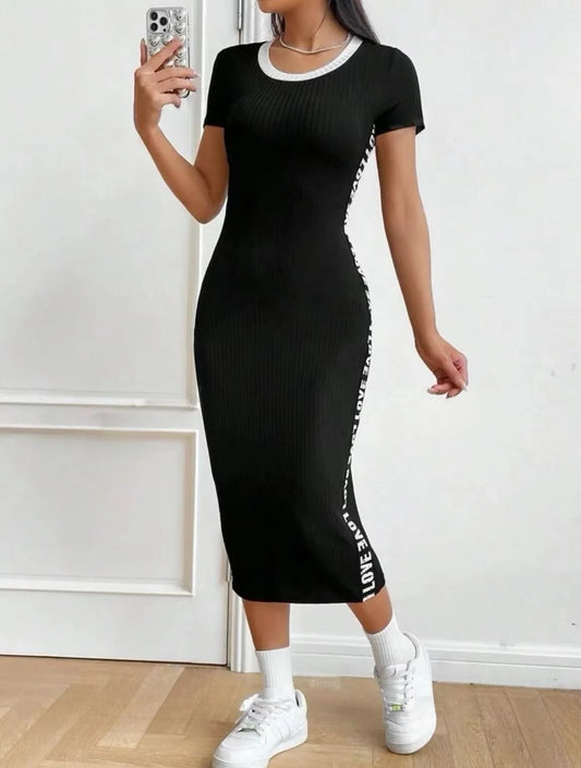 American-style niche dress women's summer clashing dresses with woven bands and lean dresses