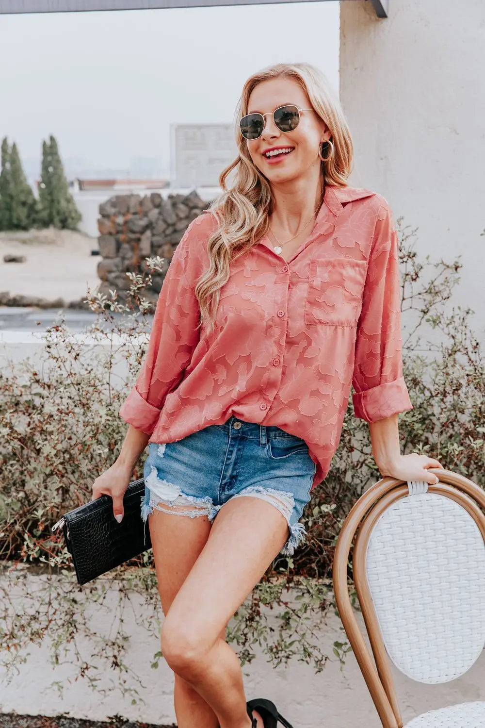 Elegant Long Sleeve Lapel Lace Blouse Office Lady Spring Summer Hollow Out Jacquard Loose Shirt Oversized Tops Luxury Chic Tunic