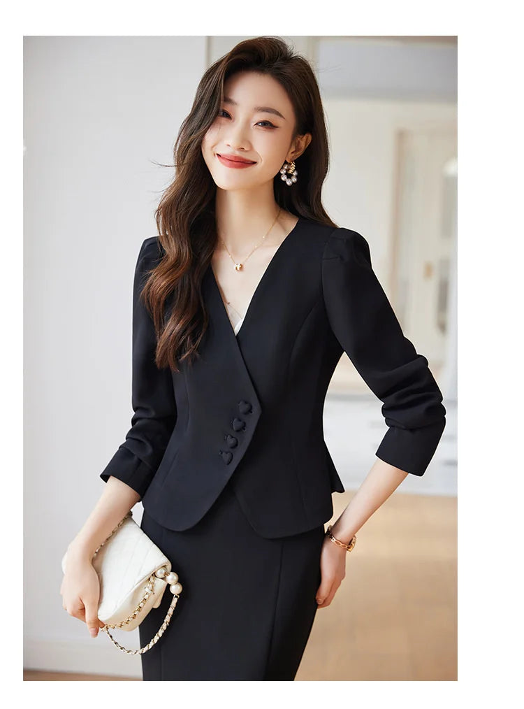 Formal Women Business Suits with Blazer Coat and Fishtail Skirt Professional Ladies Office Work Wear Uniform Clothing Sets