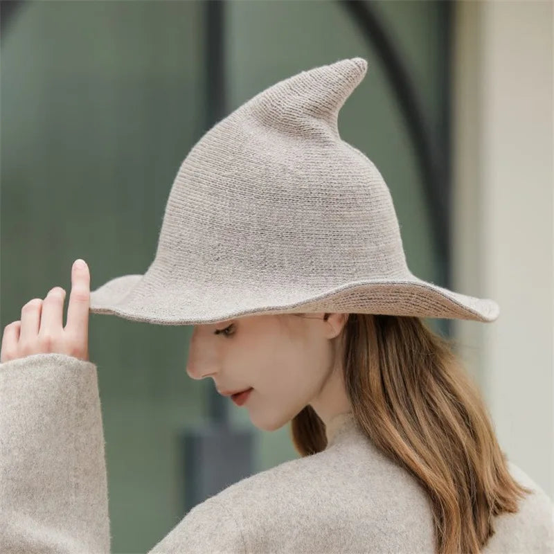 Modern Halloween Costumes Accessories Wool Hat Women Witch Hat Pointed Caps Winter Wool Party Club Witches Hats