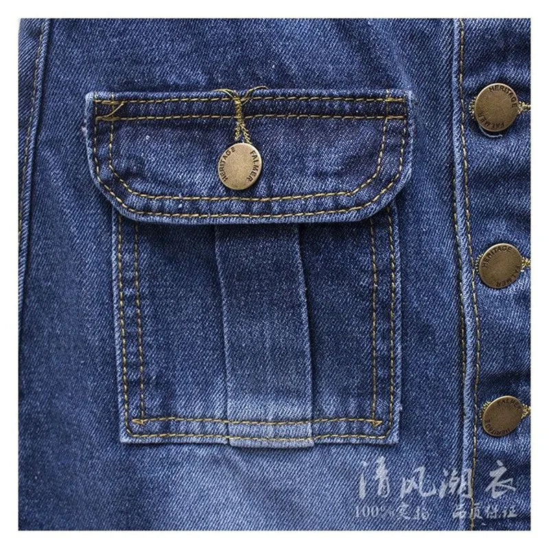 2024 Women Spring Autumn New Front Split Denim Sheath Skirts Female Single-Breasted Midi Skirts Ladies High Waist Pencil Skirts