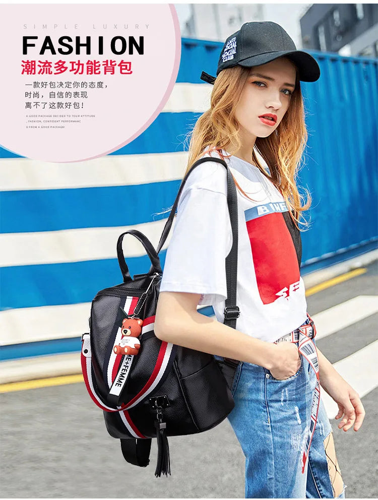 WHITE BLACK Bags For Women  New Fashion Zipper Ladies Backpack PU Leather School Bag Crossbody shoulder bag for you