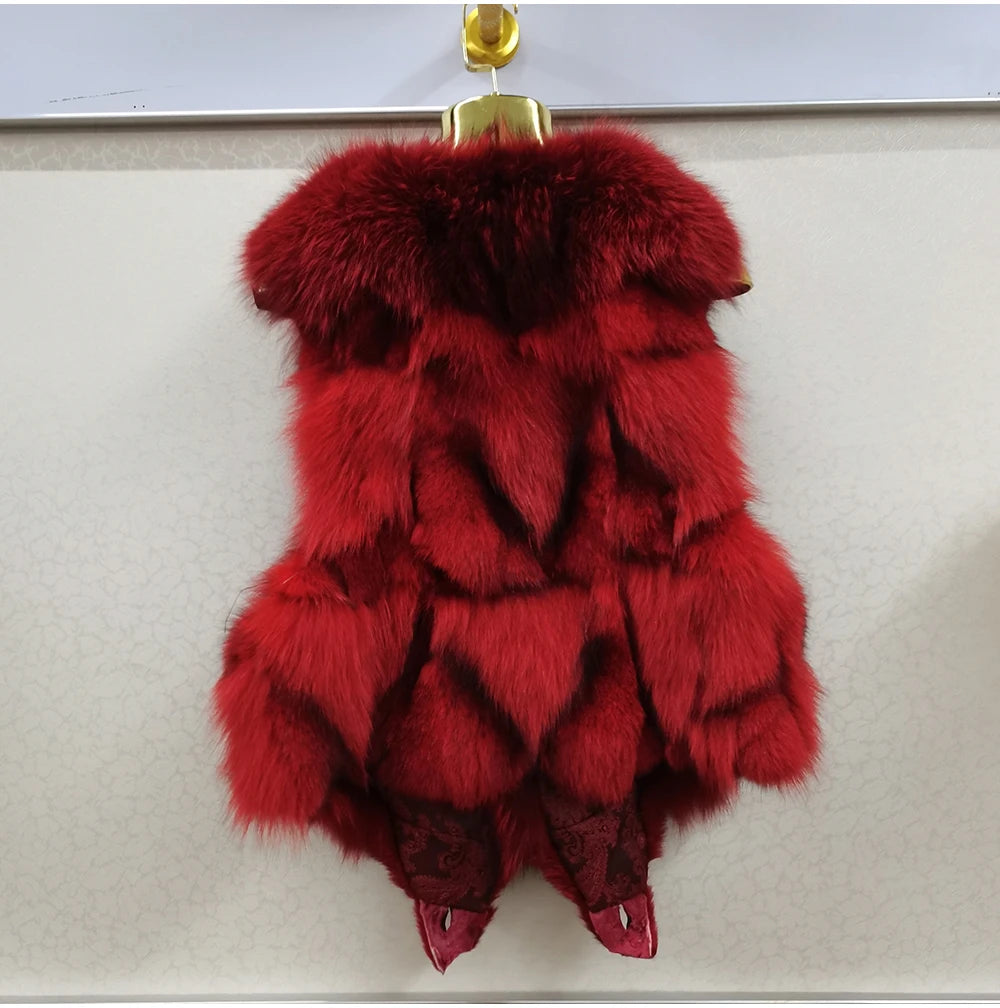 2025 Women Luxury 100% Genuine Real Fox Fur Vest Natural Soft Fox Fur Sleeveless Jacket New Lady Quality Warm Real Fox Fur Gilet