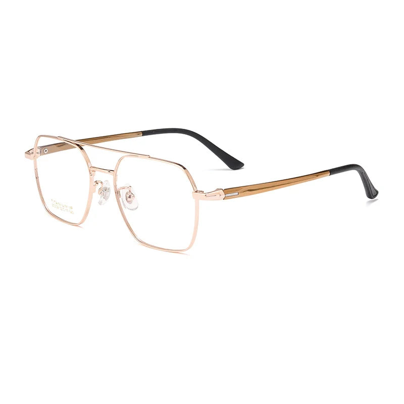Full Rim Metal Frame Glasses for Men and Women, Titanium Legs, Retro Style, Polygon Myopia Eyewear, New Arrival