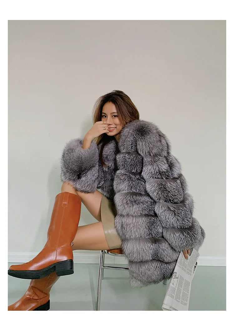 Fangtai 2023 Natural Real Fox Fur Coat Fur Coat Women Warm Luxury Free Shipping Fashion Female Vest Women's Winter Cold Jacket