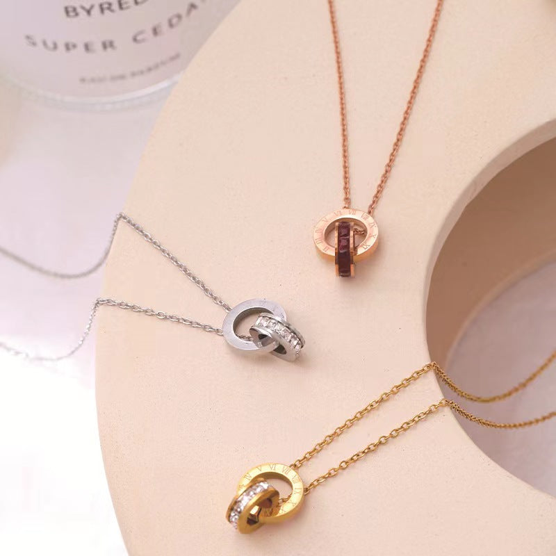2022 New Stainless Steel Necklaces and Bracelet for Women Roman Numerals Luxury Chain Necklace Fashion Jewelry Girl Gift Trendy