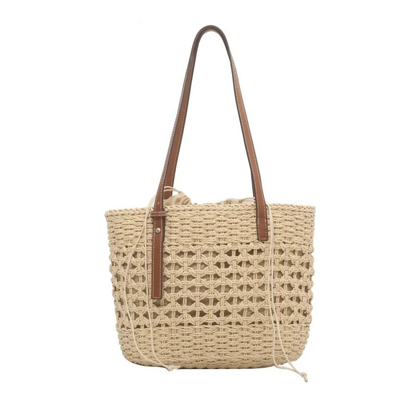 Summer Woven Straw Bucket Bag For Women Travel Beach Bags Large Capacity Armpit Bags Bohemia Knitted Shopping Totes Bolsa sac
