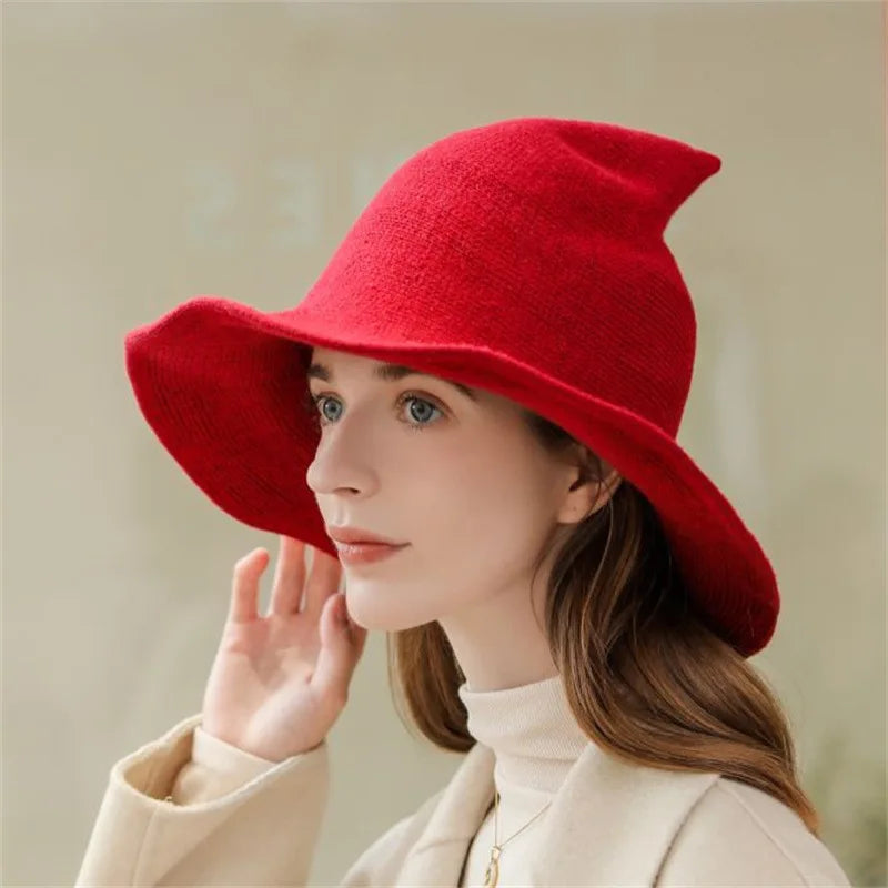 Modern Halloween Costumes Accessories Wool Hat Women Witch Hat Pointed Caps Winter Wool Party Club Witches Hats