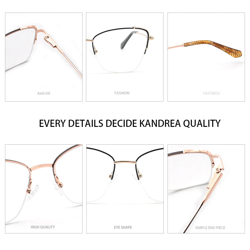 KANDREA Metal Glasses Frame Women Fashion Retro Square Myopia Optical Prescription Eyeglasses Female Spectacle Eyewear TL6322