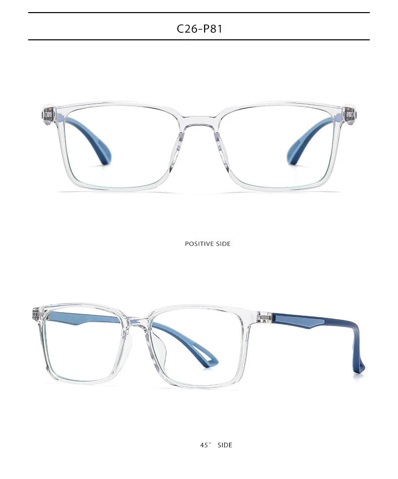 New Blue Light Blocking Glasses Frame Optical Prescription Eyewear Fashion Men and Women Full Rim TR-90 Plastic Flexible Specs