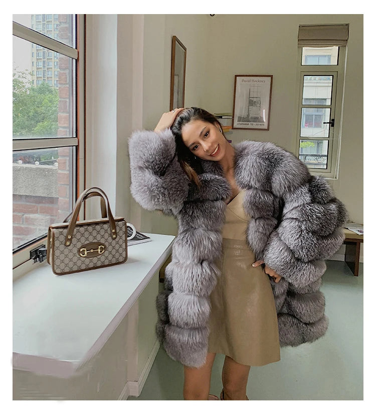 Fangtai 2023 Natural Real Fox Fur Coat Fur Coat Women Warm Luxury Free Shipping Fashion Female Vest Women's Winter Cold Jacket