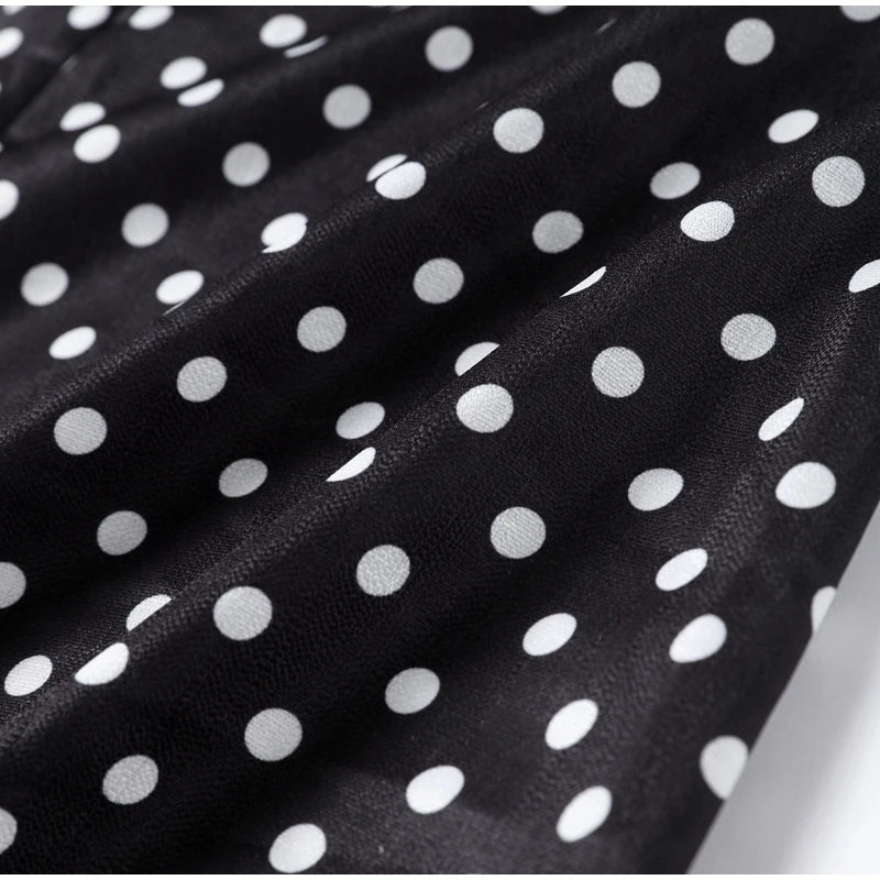 Dot Print Long Slip Dress Women Spring Summer V-neck Sleeveless Backless A-line Dresses Female Party Vintage Robes Lady Holiday